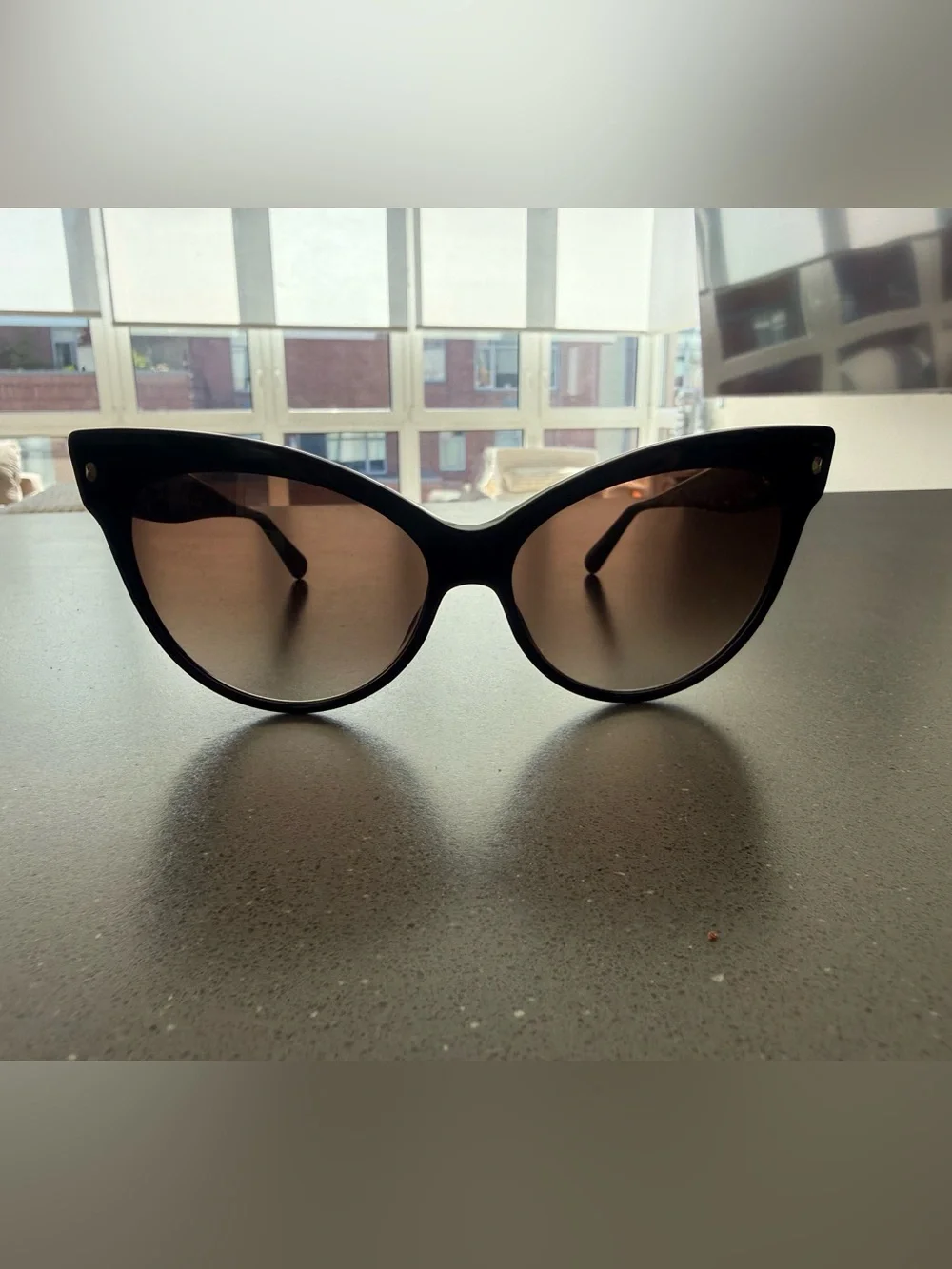Christian Dior Classic Black Cat-Eye Sunglasses with Brown Gradient Lenses